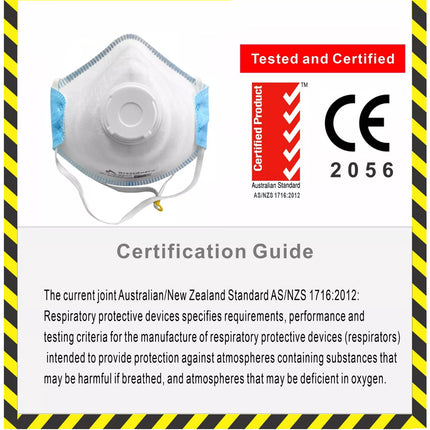 10 Pcs P2 N95 Face Mask Respirator Valved AS/NZS Certified Dust Flue Welding Painting