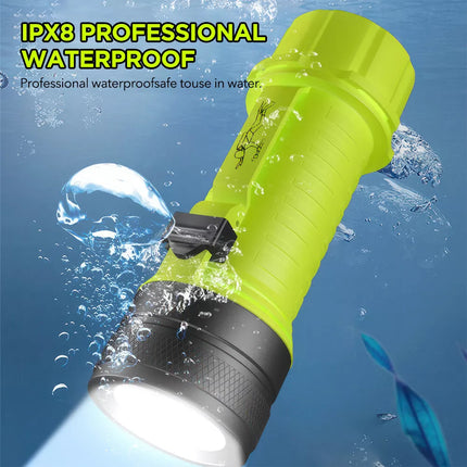 Scuba Diving Flashlight Rechargeable Dive Light Underwater Torch IPX8 Waterproof