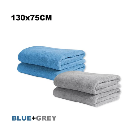 Microfiber Towel Gym Sport Footy Travel Camping Swimming Beach Bath Mother's Day Blue+Light Grey