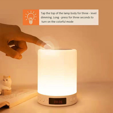 Touch Bedside LED Night Light Table Lamp Alarm Clock Bluetooth Music Speaker USB