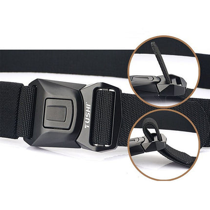 Mens Nylon Belt Waistband Quick-Release Buckle Quick Drying Elastic 4cm Width Black