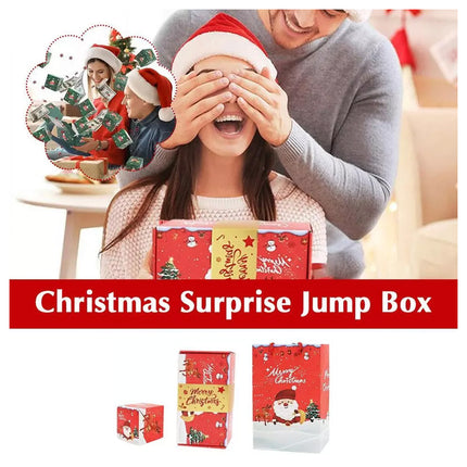 10 Bounces Christmas Surprise Gift Box Explosion for Money-Folding Pop-Up Explosion Gift Box Red