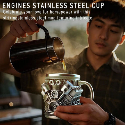 Personalized 3D Engine Stainless Steel Cup Double-Wall Insulated Coffee Mug V8