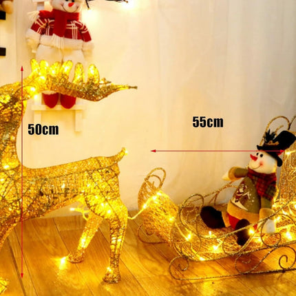 Set of 3 Christmas Decoration Reindeer and Sleigh LED Lighted Yard Garden Xmas