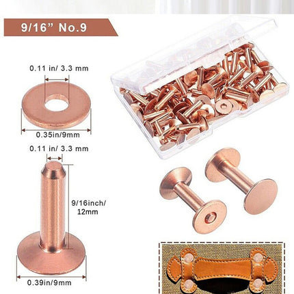 100 Pcs Copper Rivets and Burrs Washers Leather Copper Rivet Fastener for Colla