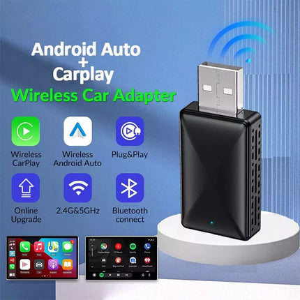 2in1 Wired to Wireless Carplay Adapter Android Auto Connect Box Apple USB Dongle