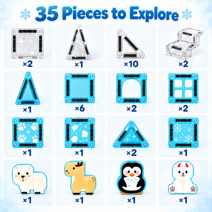 Mini Kids Building Tiles 35 Pcs Ice Castle Animal Blocks Set Christmas Gift Toy