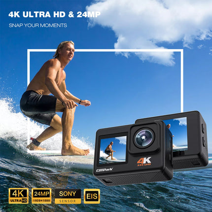 4K Action Camera WIFI 24MP Waterproof EIS Dual Screen Camera