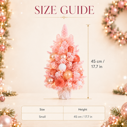 45cm Pink PE Christmas Tabletop Tree Rose Gold Snowy Ornament Decor Gift