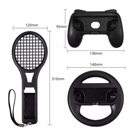 Steering Wheel Handle Tennis Racket Kit For Nintendo Switch Controller Joy-Con