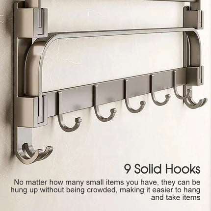 60cm Space Aluminium Wall Mounted Bathroom Foldable Towel Rail Rack Holder Grey