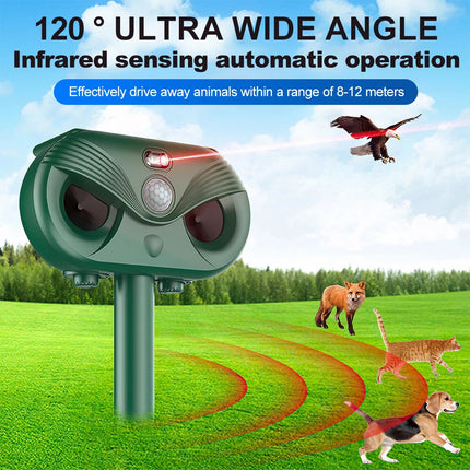 Ultrasonic Bird Repeller Solar LED Pest Control Scarer Deterrent Motion Sensor