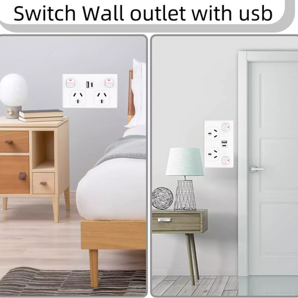 5X FAST Charge 3.6 amp Dual USB+Type-C Double Power Point GPO Wall Outlet Supply