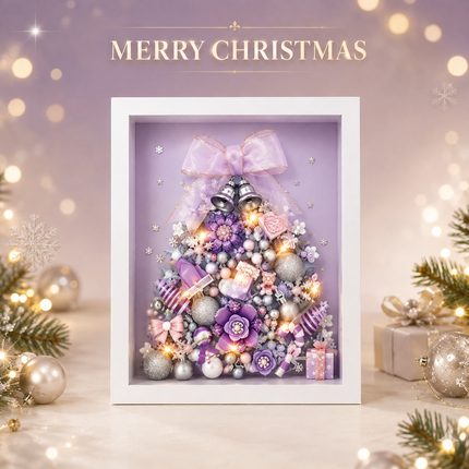 LOZ Purple Christmas Tree LED Wooden Frame Mini Bricks Building Toy Gift 584pcs
