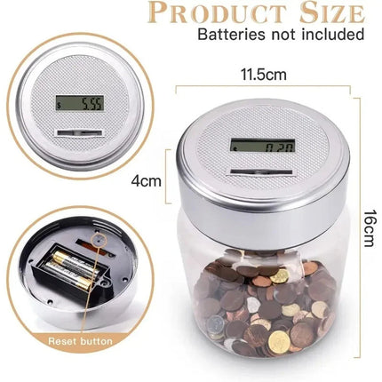 Coin Money Counting Jar Digital LCD Display OZ Coins Piggy Bank Box Gift