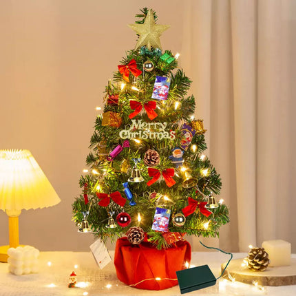 Artificial Mini Christmas Tree With LED Lights 55 cm Xmas Tabletop Ornament
