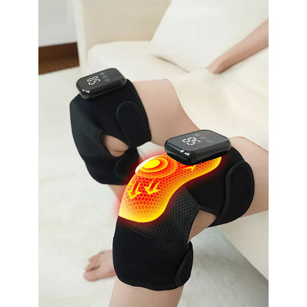2 X Knee Massager Heated Knee Brace Wrap Pain Relief Heated Knee Pad Stress Relief Black