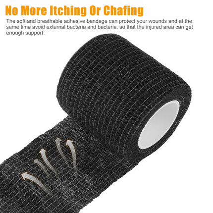 24pcs Tattoo Grip Wrap Tape Cover 5cm*4.5m/ Roll Self-adhesive Elastic Bandage