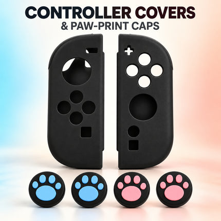 Nintendo Switch 2 Accessories Kit Carry Case Clear Protective Case Tempered Glass Stand & Grips