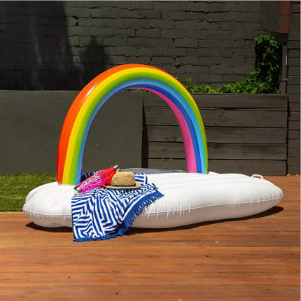 Giant Inflatable Rainbow Swimming Pool Lounger Float Raft Bed Beach Toy Gifts