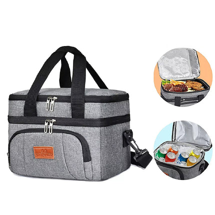 Outdoor Portable Lunch Bag Thermal Insulated Food Container Cooler Bag 10L 26x19x21CM