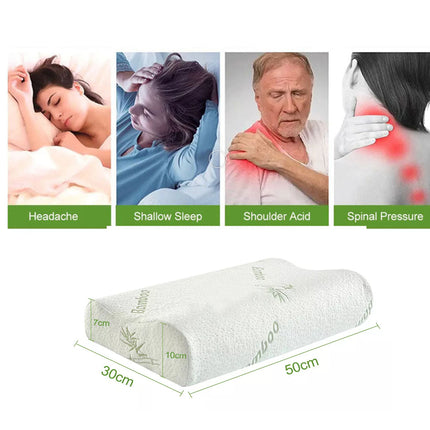 2x Pack Luxury Bamboo Memory Foam Fabric Fibre Cover Contour Pillow 50X30cm