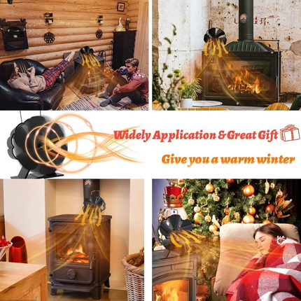 6 Blade Cocoon Fan For Wood Log Burner Stove Fireplace Quiet Low Noise Heat Fire