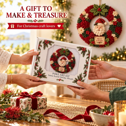 Christmas Wreath Making Kit Santa 30cm DIY Fabric Poke Art Front Door Decor