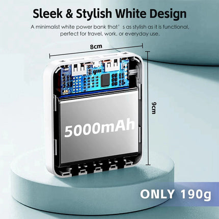 Portable 5000mAh Mini Power Bank Battery Charger USB LED For Mobile Phone