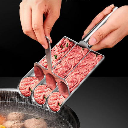 Kitchen Triple Meatball Maker, 304 Stainless Steel Meat Baller Maker Mold Spoon