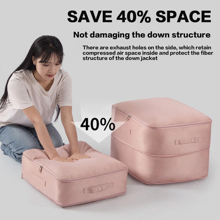 Ultra Space Saving Self Compression Organizer, Heavy Duty Moving Bags, Storage Large Pink