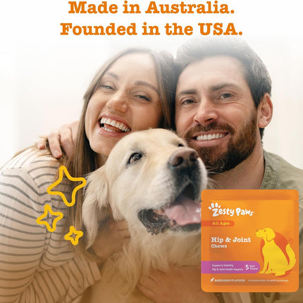 Zesty Paws Dog Hip Joint Mobility Travel Pack 5 Chews Glucosamine Kangaroo