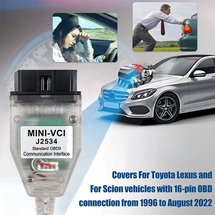 Mini VCI TIS Techstream V18.00.008 TIS J2534 For Toyota Inspection Cable