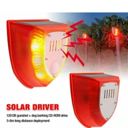 Solar Outdoor Motion Sensor Alarm Waterproof 129dB Sound Security Siren Light