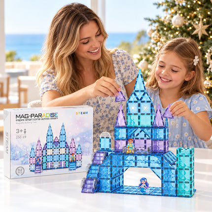82 Pcs Diamond Magnetic Tiles Mermaid Castle 3D Building Set Christmas Gift