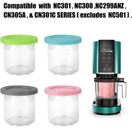 4 Piece Container for Ninja CREAMi Ice Cream Maker Ice Machine NC300EU NC300