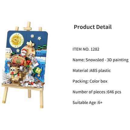 LOZ Christmas Santa Sleigh Painting Frame Mini Bricks Building Blocks Toy Gift