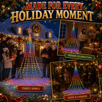270 LED 9 Strands 3M RGB Waterfall Christmas Tree Lights Star 8 Modes Memory