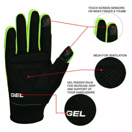 Cycling Gloves Windproof Gel Padded Touchscreen Full Finger Winter Gloves L