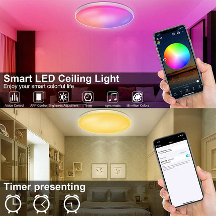 RGB LED Ceiling Light Round 28W Oyster Lamp Modern LED Downlight White