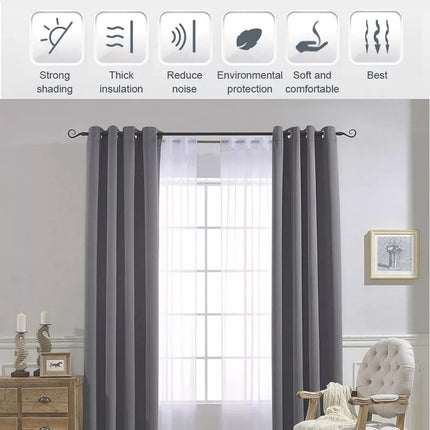 2X Blockout Curtains Blackout Window Curtain Draperies Pair Eyelet for Bedroom Purple