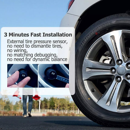 Wireless Car TPMS Tire Tyre Pressure Monitor System + 4 Sensor Cigarette Light