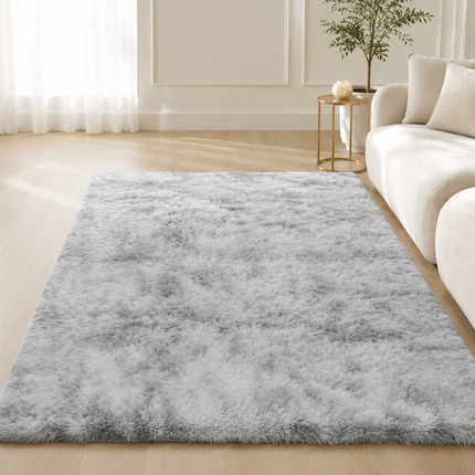 Light Grey Fluffy Shaggy Area Rug Soft Plush Floor Carpet 200x230cm Living Room