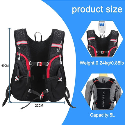 Running Hydration Vest Lightweight Insulated Pack w/ 2 Water Bottle Pouches Hot
