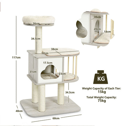 Cat Tree Tower Pet Condon House Bed Sisal Scratcher Posts Furniture