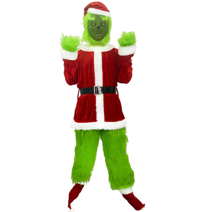 Grinch Costume Cosplay Green Monster Costume Furry Xmas Santa Full Set Outfit