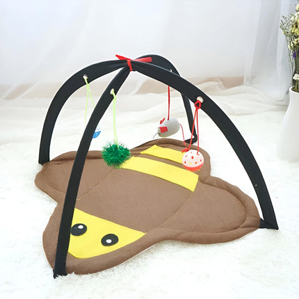 Breathable Pet Hammock Cat Bed with Fun Cartoon Bell Toy Cat Tent Supplies  Little Bee