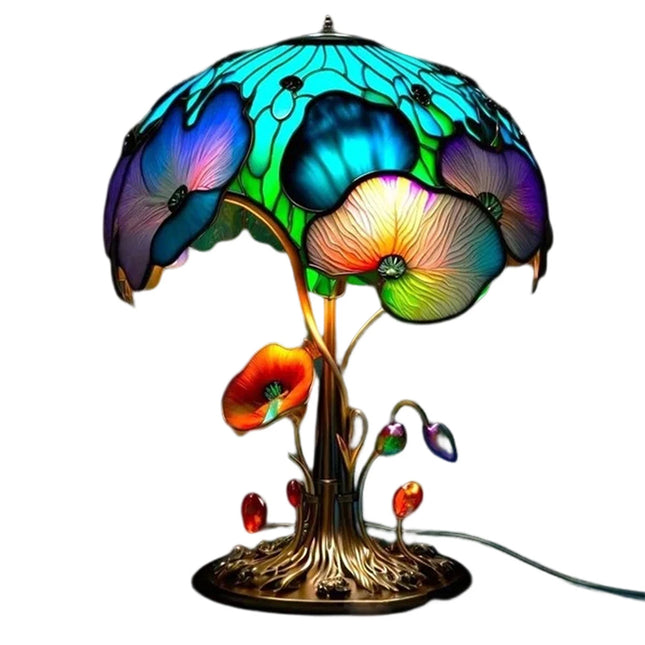 Painting Glass Mushroom Table Lamps Bohemian Resin Table Lamp Night Light Decor F#