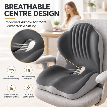 Ergonomic Seat Cushion Lumbar Back Support Office Chair Breathable Pad