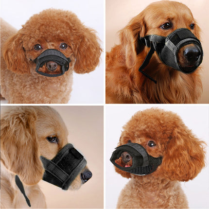 Adjustable Pet Dog Mask Bark Bite Mesh Mouth Muzzle Grooming Anti Stop Chewing Black L